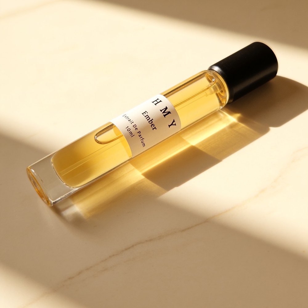 HMY Ember 10 ml discovery bottle, photographed