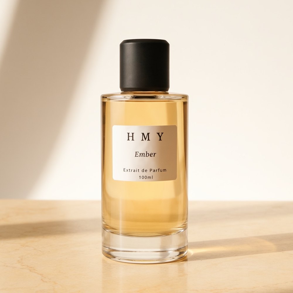 HMY Ember 100 ml bottle, photographed
